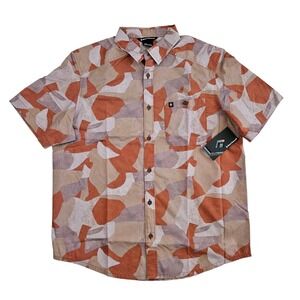 Black Diamond (Mens Medium) Short Sleeve Button‎ Shirt Mauve Camo Print Camp New